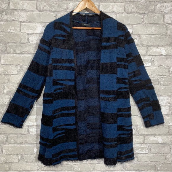 Alfani Women's Eyelash Cardigan. Blue and Black Zebra. Super Soft!! Size Medium - Picture 6 of 6